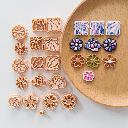Floral Polymer Clay Cutters Bundle | Daisy Rose Petal Earring Clay Tools