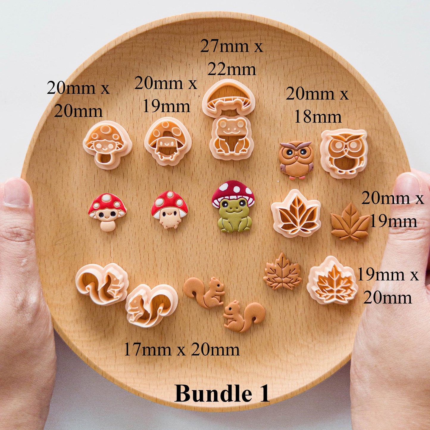 Fall Woodland Polymer Clay Cutters | Mushroom, Frog, Owl, Squirrel, Leaf Shapes