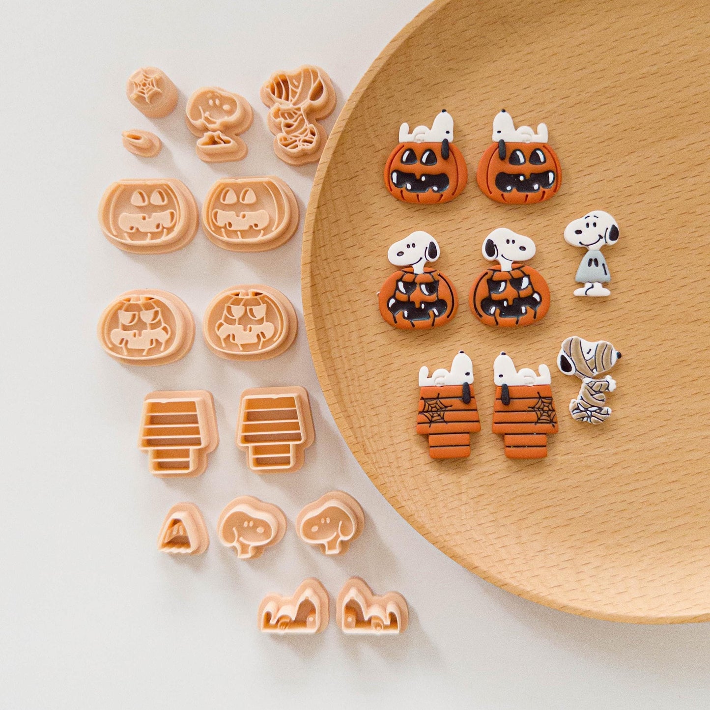 Halloween Snoopy Dog Polymer Clay Cutter Set – Pumpkin & Mummy Designs