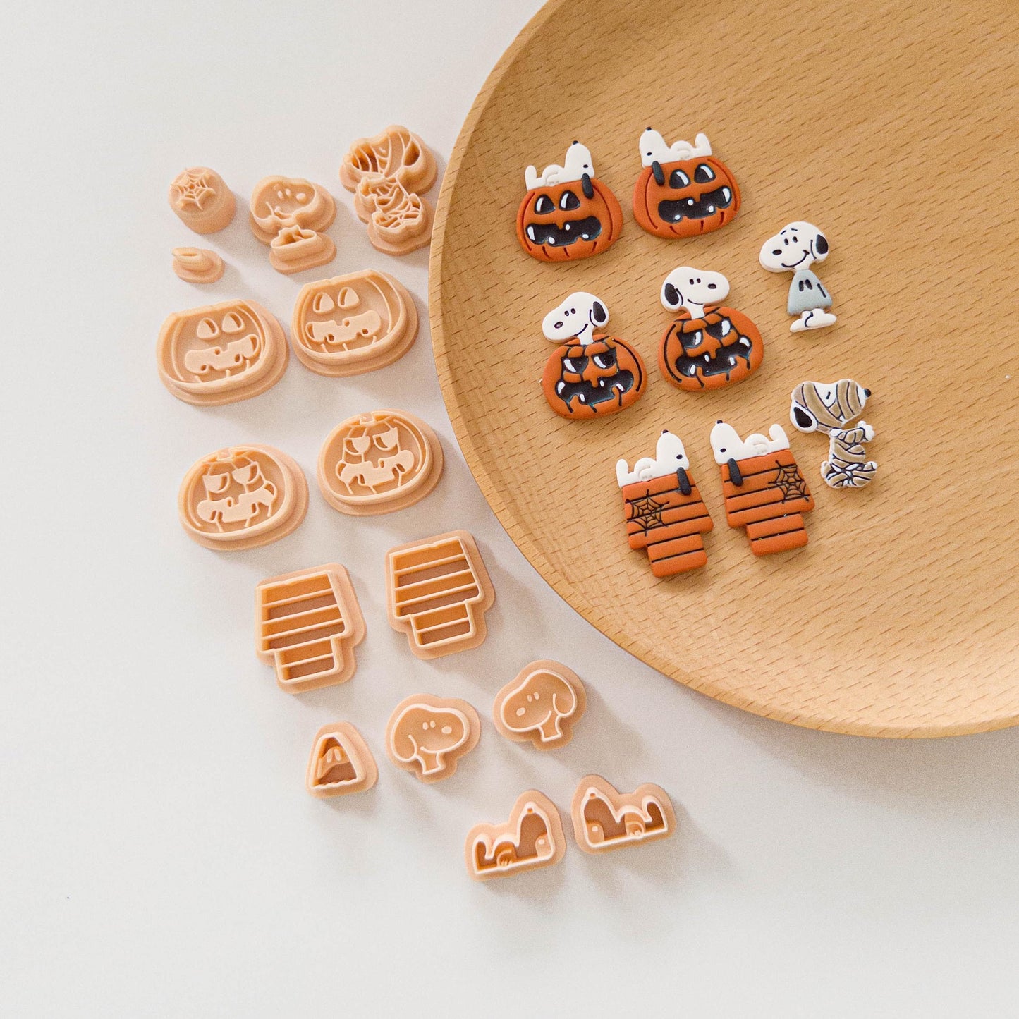 Halloween Snoopy Dog Polymer Clay Cutter Set – Pumpkin & Mummy Designs