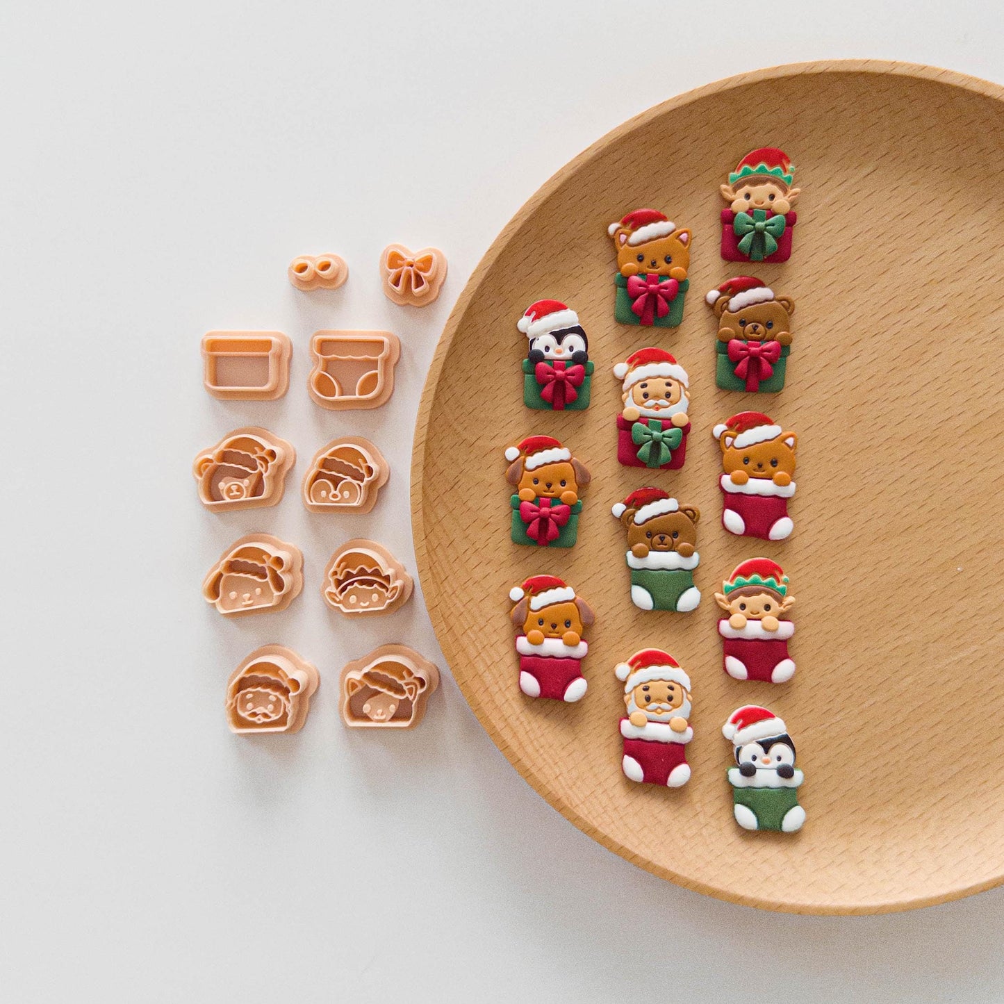 Christmas Character Polymer Clay Cutter Set – 10-Piece Gift Box & Stocking Collection