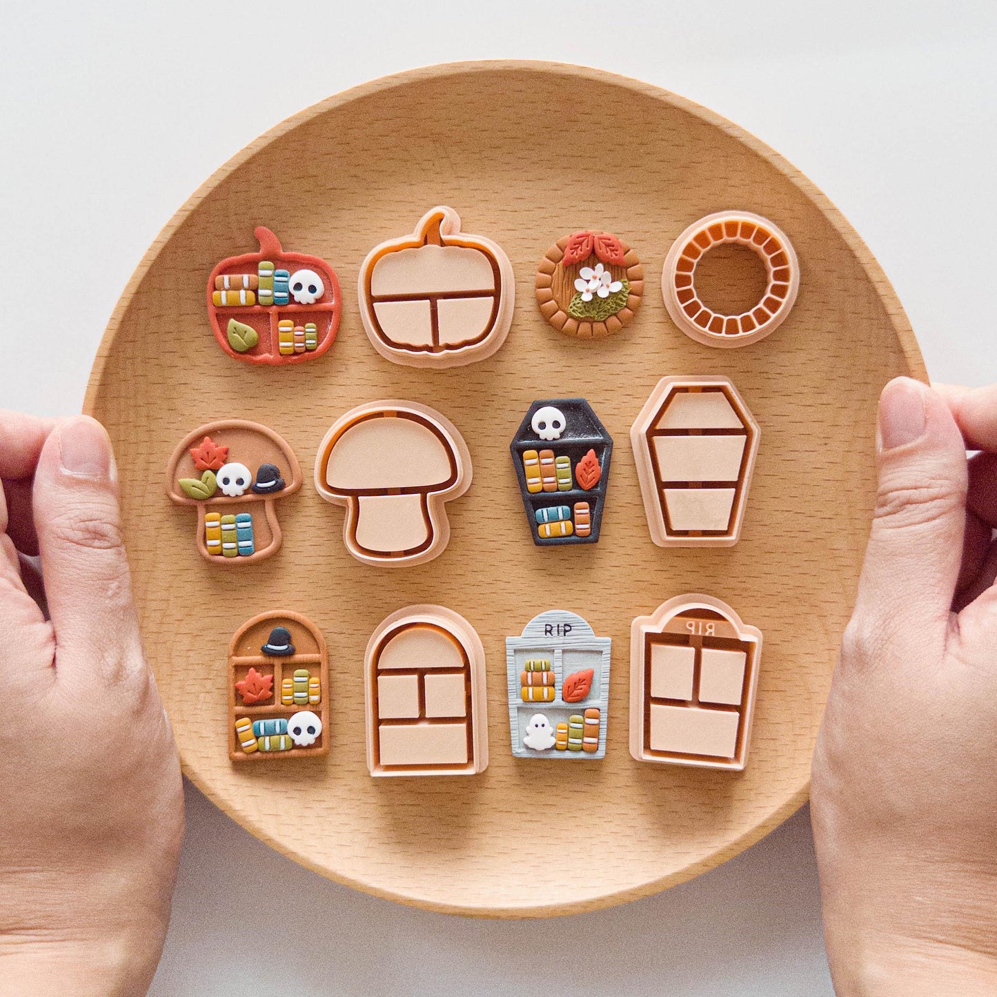 Halloween Bookshelf Polymer Clay Cutter Sets – Mini Accessories & Shelf Designs