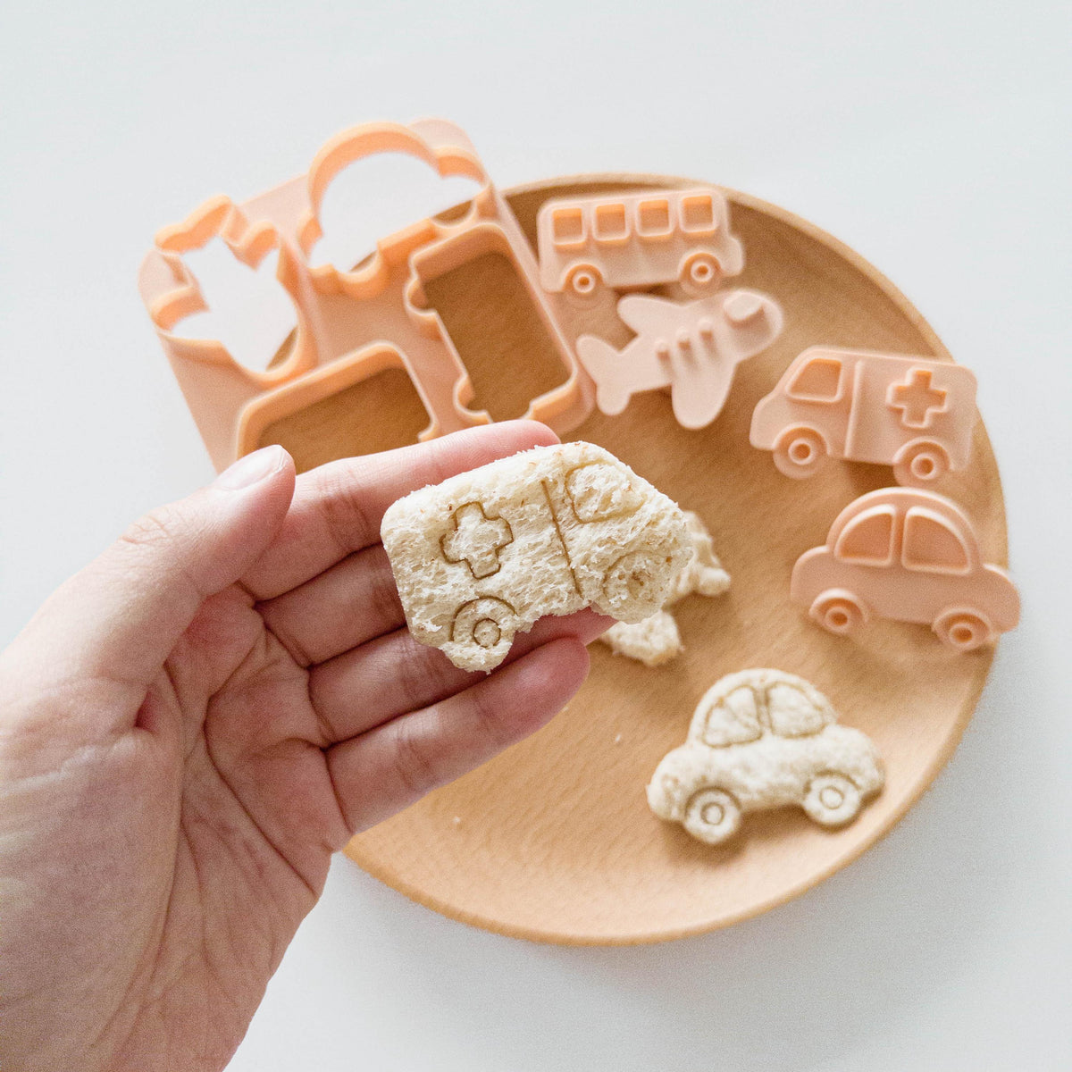 Sandwich Cutters for Kids, 8-Design ABCD and Vehicle Stamp Set