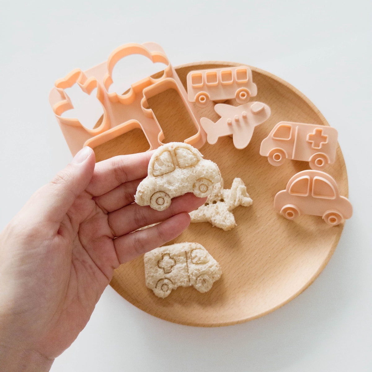 Sandwich Cutters for Kids, 8-Design ABCD and Vehicle Stamp Set