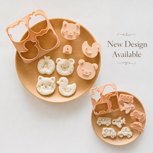 Sandwich Cutters for Kids, 8-Design ABCD and Vehicle Stamp Set