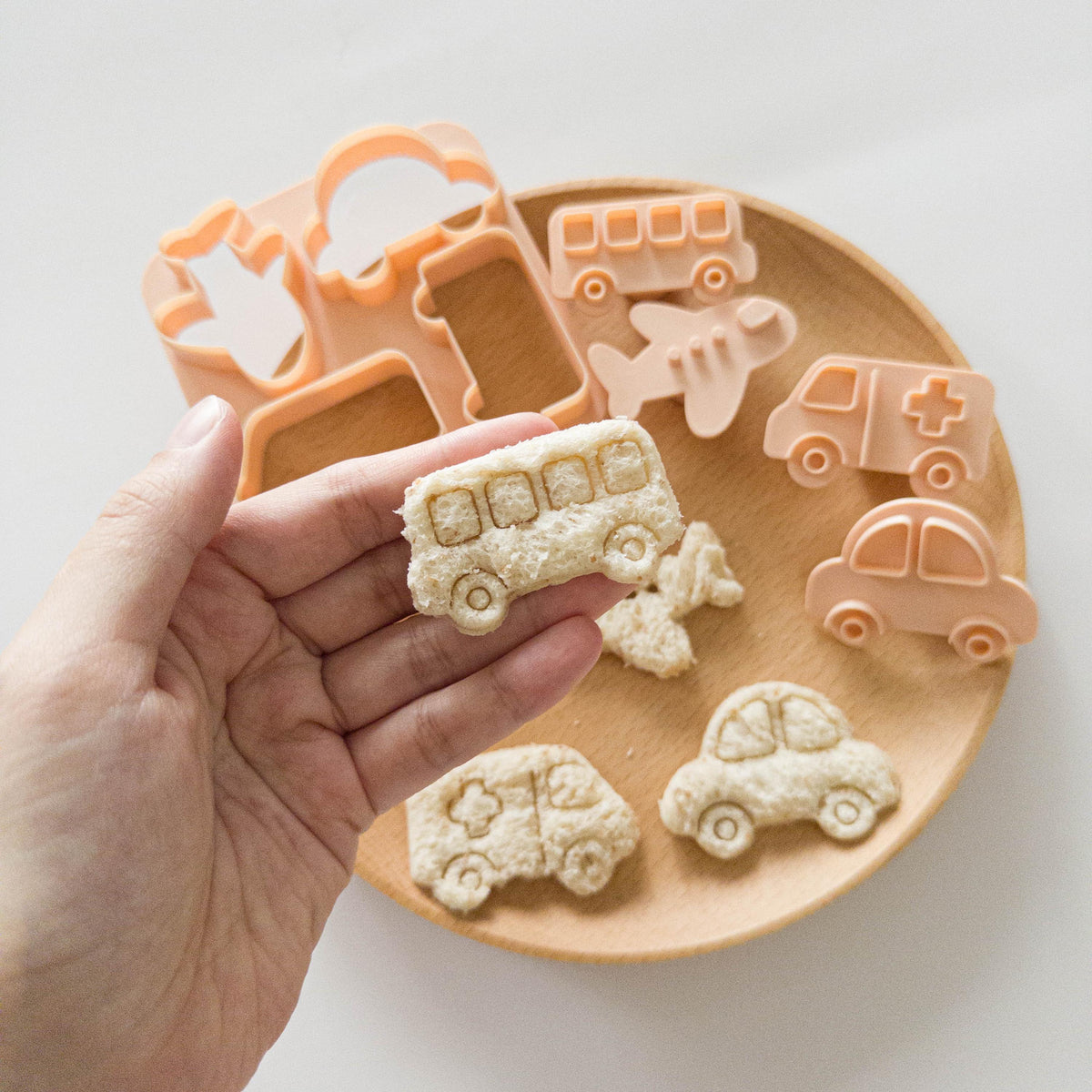 Sandwich Cutters for Kids, 8-Design ABCD and Vehicle Stamp Set