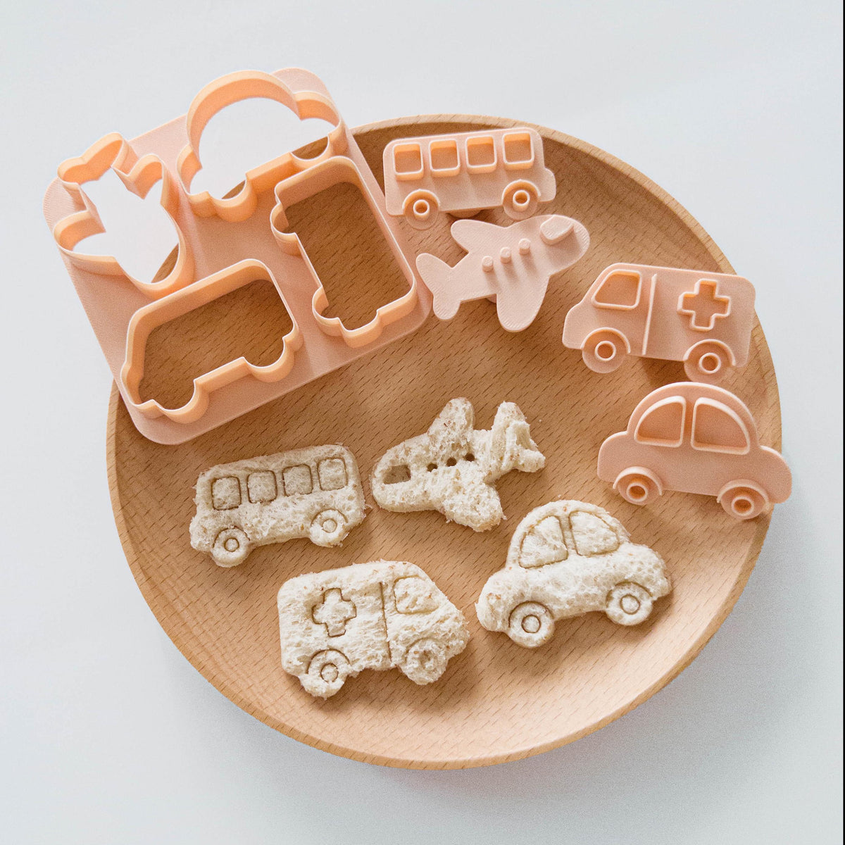 Sandwich Cutters for Kids, 8-Design ABCD and Vehicle Stamp Set