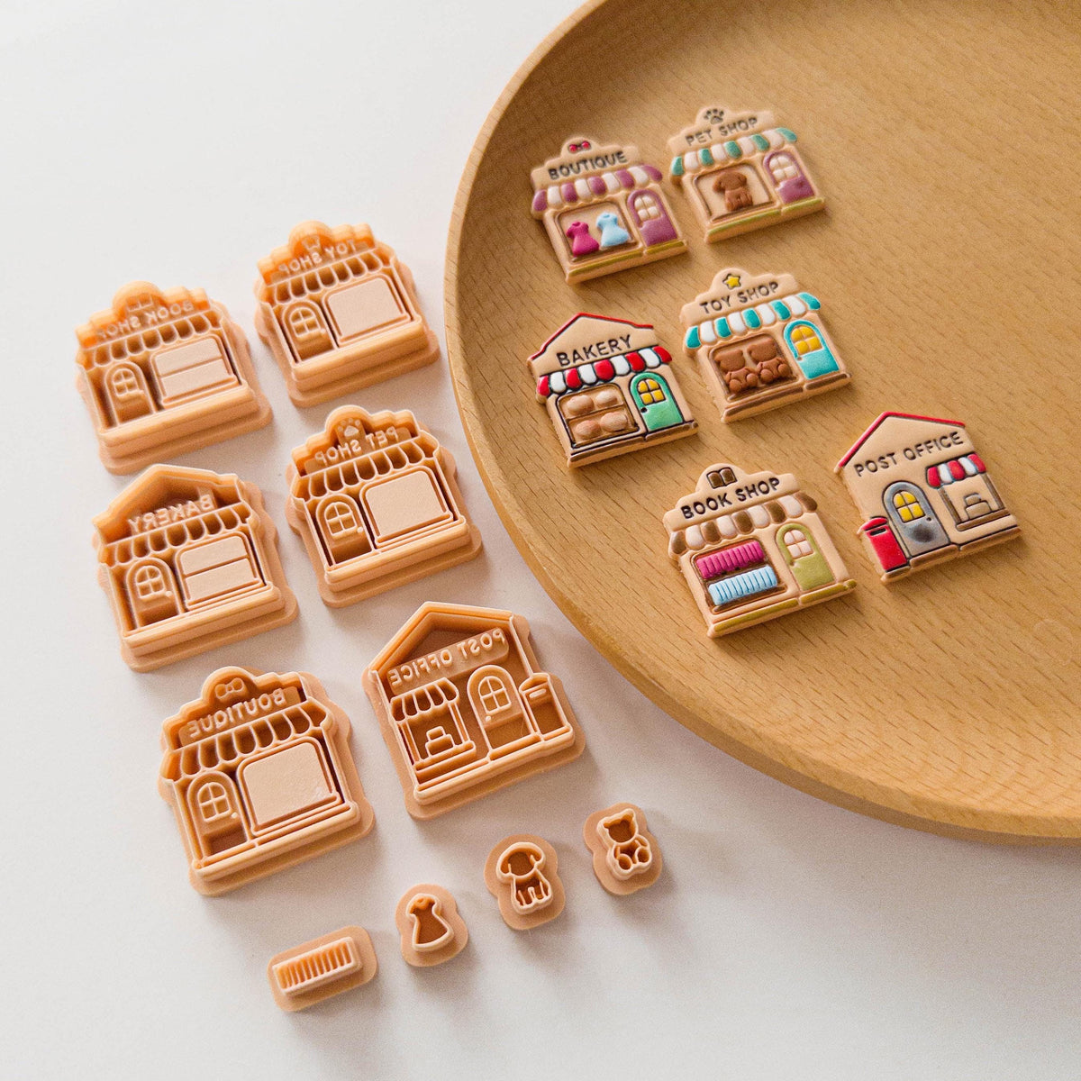 Mini Shop Polymer Clay Cutters, 10-Piece Storefront and Accessory Set